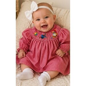 Smocked Cinderella‎ Red Gingham Dress 3m Disney